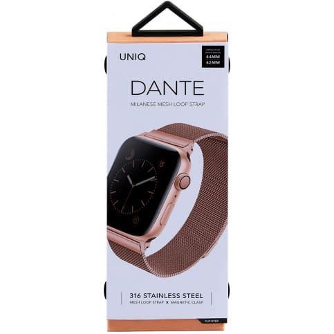 Ремешок для смарт-часов Uniq для Apple Watch 44/42 mm Dante Strap Mesh стальной, розовое золото